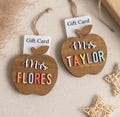 Personalized Teacher Ornament, Gift Card Holder, Christmas Ornament, Teacher Gift, Classroom Decor, Apple Ornament, Teacher Gift Card R78