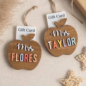 Décoration de professeur personnalisée, porte-cartes cadeau, décoration de Noël, cadeau pour professeur, décoration de salle de classe, décoration de pomme, carte-cadeau de professeur R78