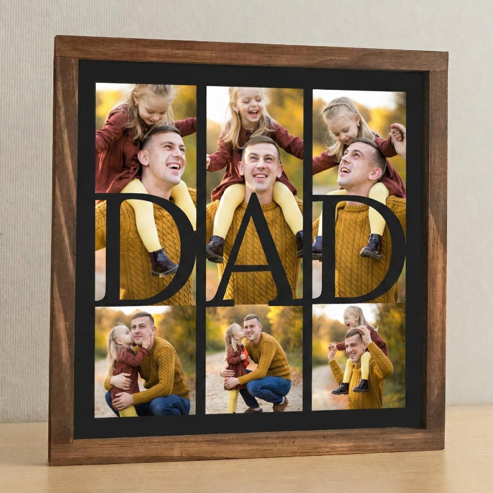 Custom Dad Photo Wooden Frame With Family Pictures for Tabletop Display ...