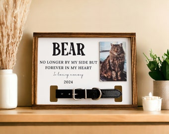 Memorial Pet Frame, Custom Cat Portrait, Pet Loss Plaque, Dog Sympathy Gift, Collar Sign, Memorial For Cat, Memorial Standing Frame E36