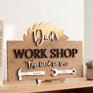 Dad Werkstatt Schild aus Holz mit Namen Und Werkzeugen für Werkstatt Dekor D84