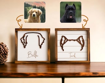 Porta Guinzaglio Personalizzato Con Nome Famiglia E Cornice 3D Per Cane - Organizer Da Parete In Legno Con Ripiani, 15x30 Cm (Modello A) - 2