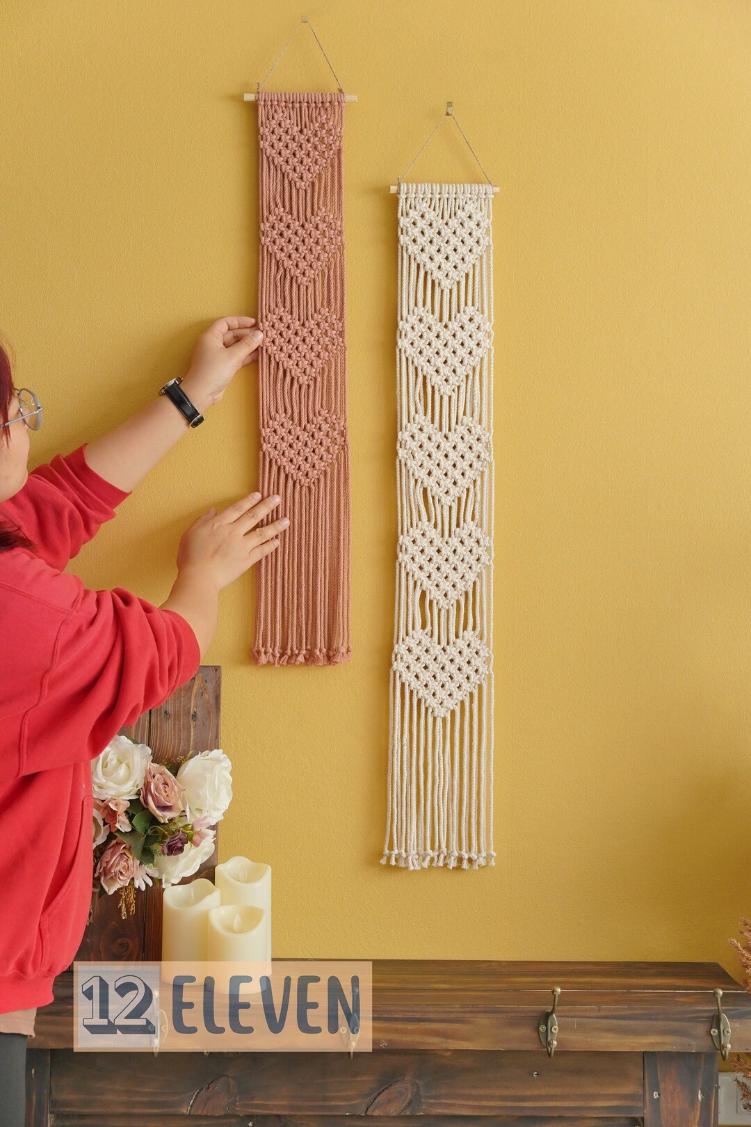 Macrame Wall Hanging, Heart Wall Decor, Minimalist Art, Mothers Day