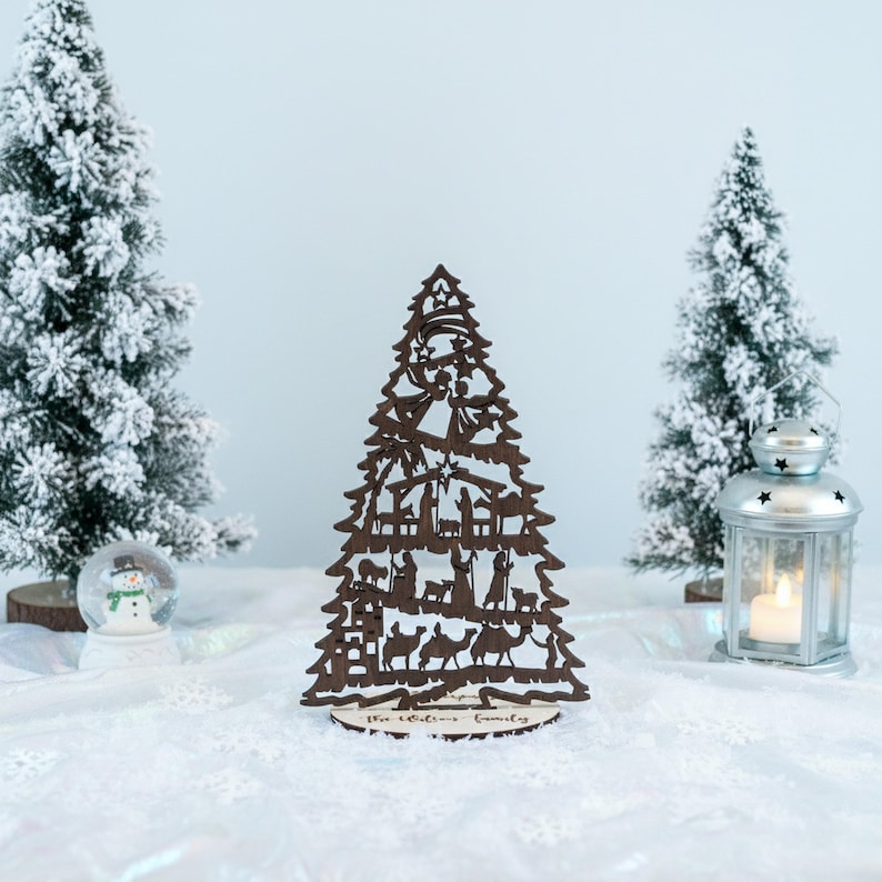 Personalized Xmas Nativity Tree, Christian Gift, Family Christmas, Nativity Display, Xmas Decorations, Tree Ornaments, Christmas Story G08 image 10