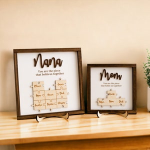 Gifts For Mom, Mama Puzzle Piece Sign, You are the piece that holds us together, Choose your Puzzle Piece Color and Desired Names J29 image 10