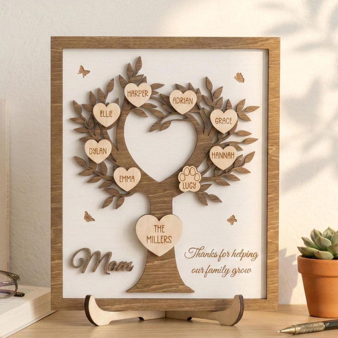Personalized Family Tree Wood Sign for Rustic Home Decor D53 - Etsy