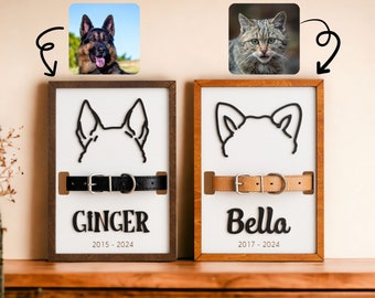 Pet Ear Collar Sign, Memorial Keepsake, Pet Art, Dog Wall Art, Pet Collar Holder, Unique Gift Idea, Dog Accessories, Pet Loss Gifts J97