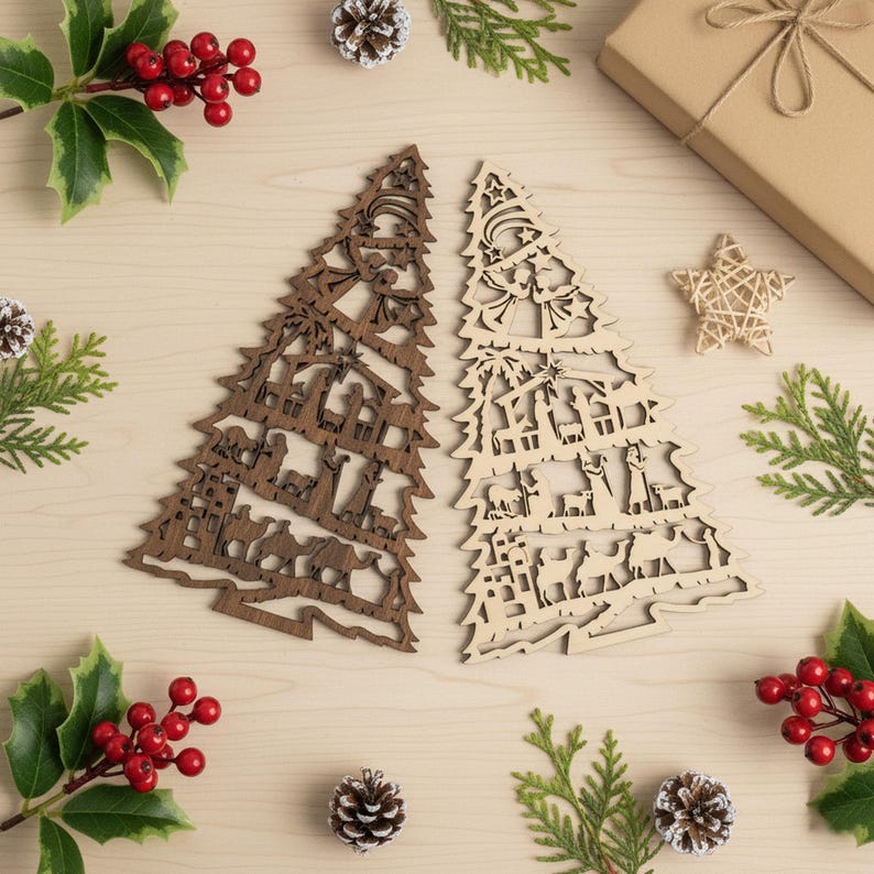 Personalized Xmas Nativity Tree, Christian Gift, Family Christmas, Nativity Display, Xmas Decorations, Tree Ornaments, Christmas Story G08 image 11