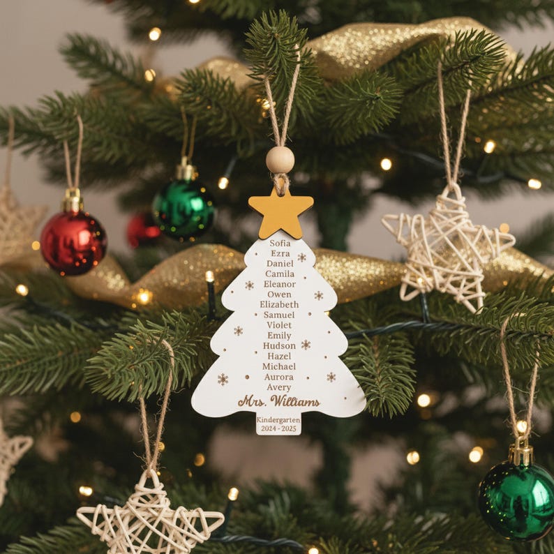 Personalized Xmas Teacher Ornament, Classroom Decor, Personalized Tree, Thank You Gift, Teacher Christmas, Student Names R76 image 14
