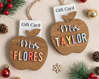 Personalized Teacher Ornament, Gift Card Holder, Christmas Ornament, Teacher Gift, Classroom Decor, Apple Ornament, Teacher Gift Card R78
