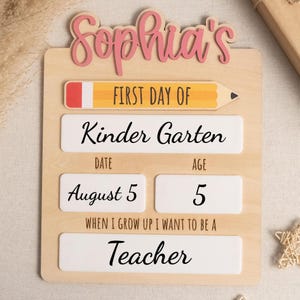 Letrero personalizado para el primer día de clases, tablero fotográfico reutilizable para niños, regalo de regreso a clases Y87