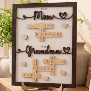Mom Grandma Wooden Name Plaque, Personalized Home Decor D48