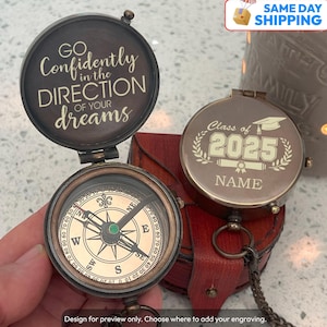 Personalized Brass Compass, Engraved Graduation Gift for Him