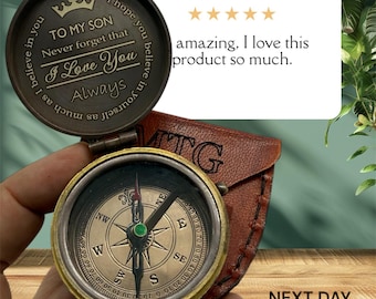 Engraved Brass Compass, To My Son Keepsake, Personalized Gift