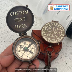 Nordic Compass, Viking Vegvisir Engraved Compass, Norse Mythology Compass,  Adventurer Gift, Anniversary Gift, Fathers Day Dad Gift, Compass