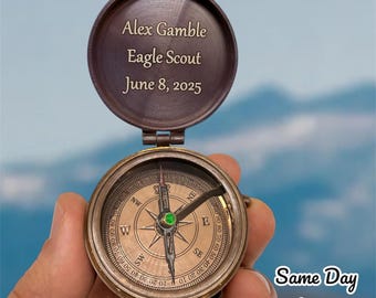 Personalized Brass Scouts Compass: Engraved Camping Keepsake