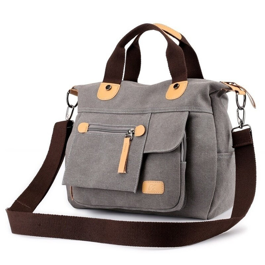 Large Capacity Multiple Pockets Canvas Shoulder Bag Travel - Etsy