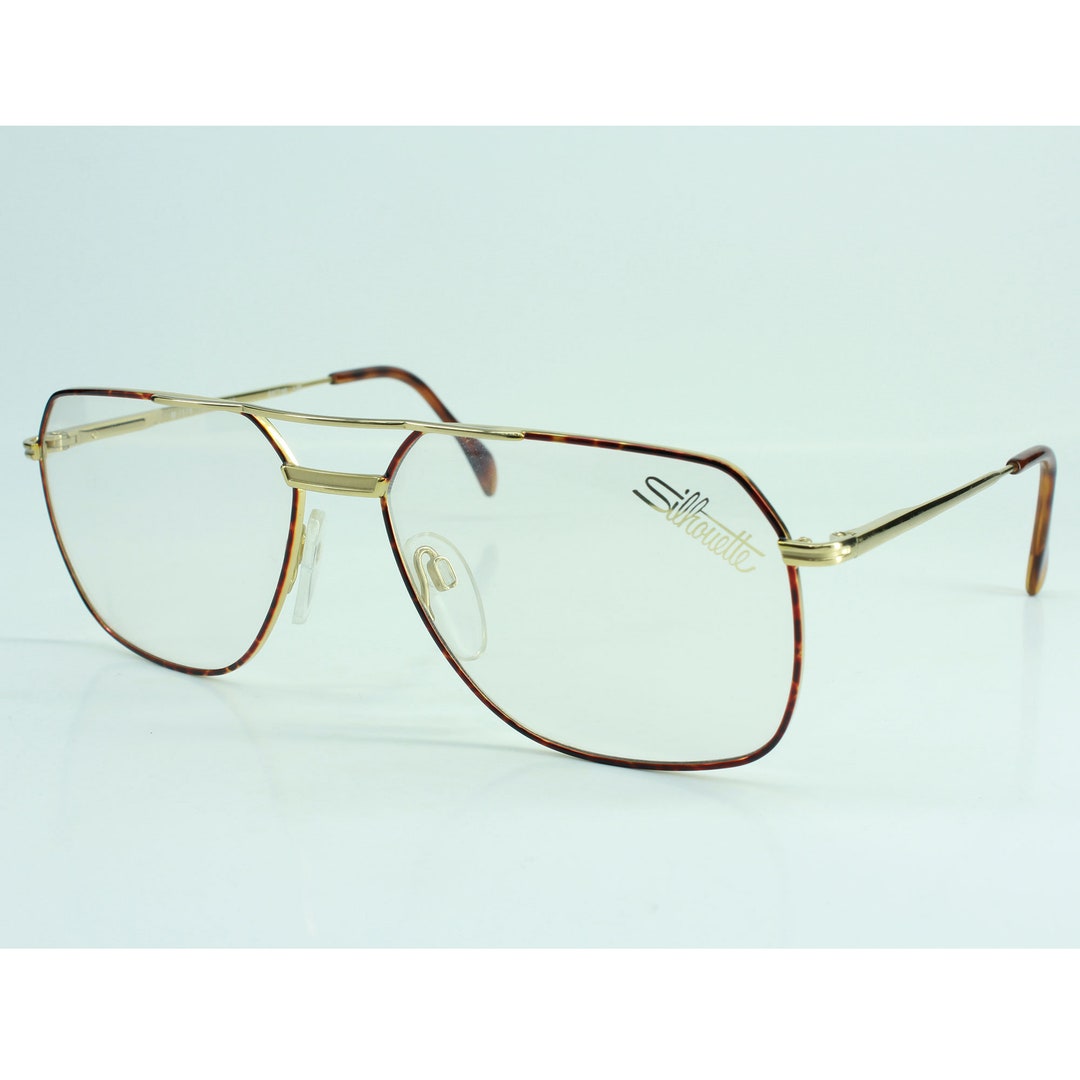 Silhouette NOS Vintage Eyeglasses, Gold Hexagon Metal Frame Glasses 90s ...