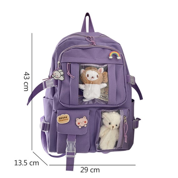 4Pcs Kawaii School Backpack Set,Cute Aesthetic Bear Canvas Bag,Handle  Shoulder Pencil Case Tote Pouch Lunch Crossbody. (Black) : :  Clothing, Shoes & Accessories