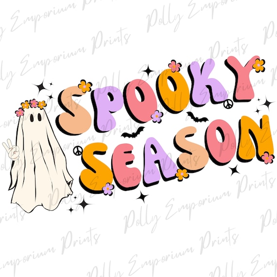 Spooky Halloween Tshirt Design With Ghost Bats And Typography