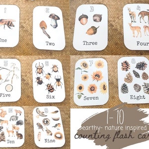1-10 Counting Flash Cards | Earthy Nature | - Etsy