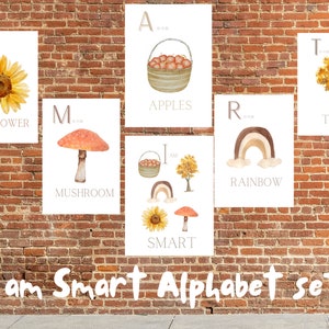 6x PRESCHOOL POSTER natural learning alphabet -smart printable set