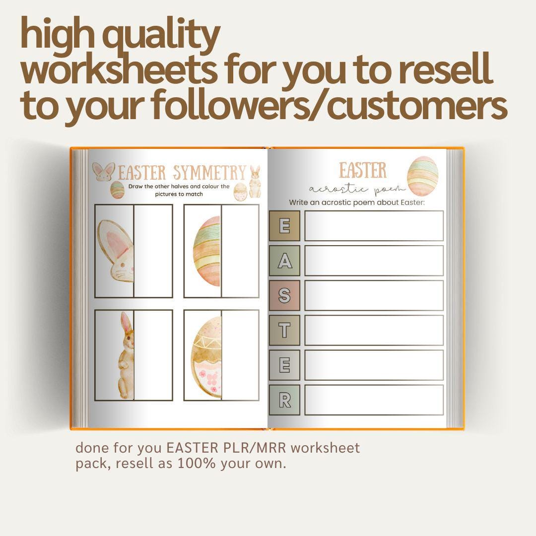 Easter Learning Worksheets PLR and MRR- Resell as Your Own - Etsy