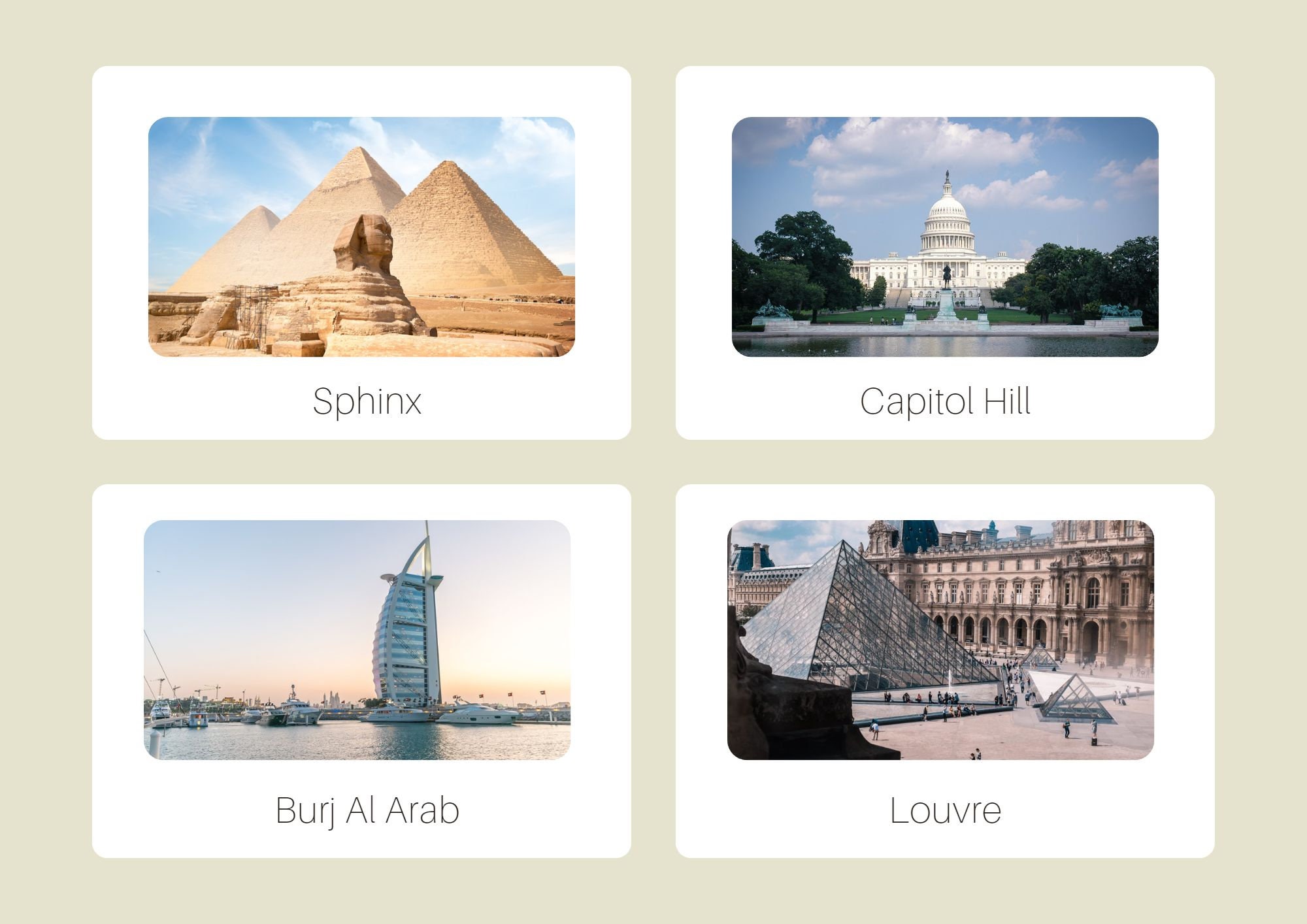 Famous Landmarks Vocabulary FLASHCARDS Etsy Hong Kong