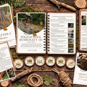 Bushcraft dla dzieci, przewodnik po lekcjach – zawiera dziennik bushcraftu | szkoła leśna | nauka naturalna
