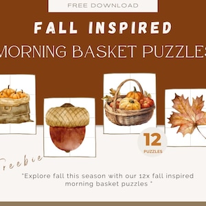 12x Fall/Autumn  inspired morning basket puzzles