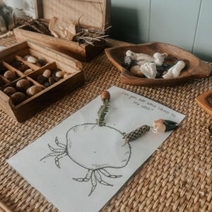 Pu&ograve; includere: Un disegno in bianco e nero di un granchio su un foglio di carta bianco. La carta &egrave; su una superficie intrecciata marrone. Il testo "Can you add some claws to the crab?" &egrave; scritto sulla carta. Ci sono piccoli oggetti marroni e bianchi sulla carta, e una piccola pianta verde &egrave; attaccata al corpo del granchio.