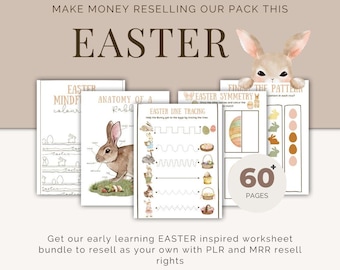 Hojas de trabajo de aprendizaje de Pascua PLR y MRR: revender como propias