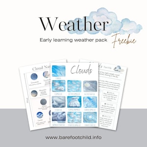 Póster de nubes + tarjeta didáctica + paquete de aprendizaje temprano sobre el clima - 20 páginas