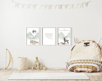 2x BOHO nursery woodland posters- digital download