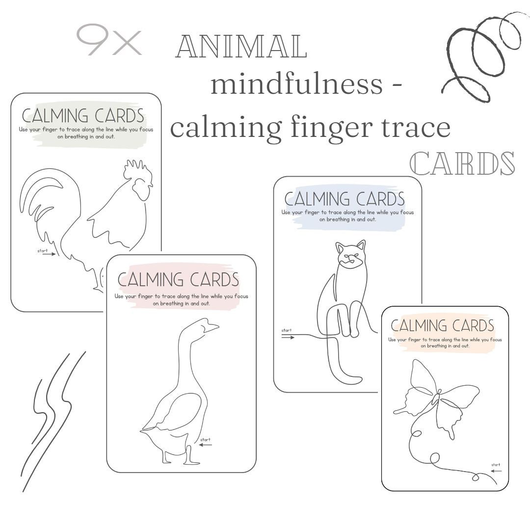 Mindfulness FINGER TRACING Calming Cards X9 Etsy