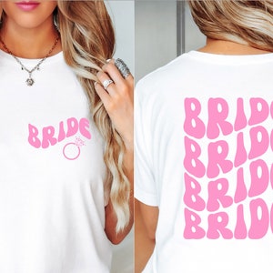 Custom Wavy Letter Bride T-Shirt, Personalised Hen Party T Shirt, Wavy Retro Shirt, Bachelorette Shirt, Bridesmaid, Team Bride, I Do Crew