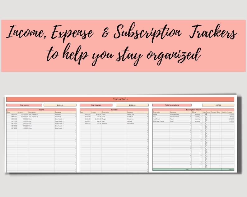 Monthly Budget Google Sheets Spreadsheet Template | Simple Digital ...