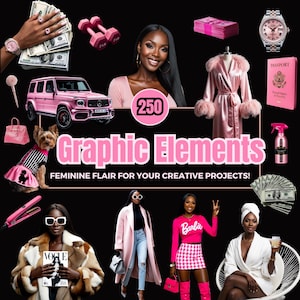 250 Girly Clip Art Elements for Creative Design – Pink Aesthetic for Black Women, Beauty Professionals - EBOOK STOCK PHOTOS -