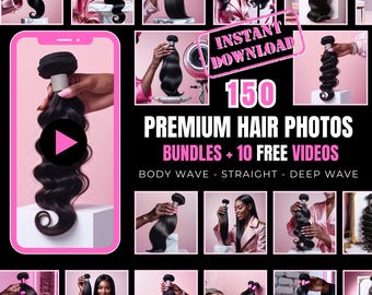 Melanin Beauty Hair Stock Photo Bundle: Gerade, Welle, tiefe Welle (digitaler Download)