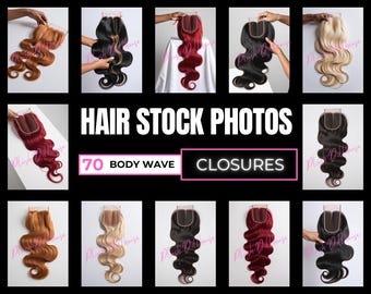 Body Wave Closure Stock Photos: Beauty Branding, Social Media (Digital Download)