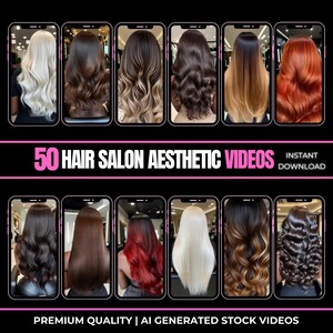 50 Hair Salon Instagram Reels: Beauty Marketing Videos (MP4 Format)