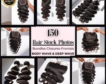 Hair Business Stock Photos: Body Wave & Deep Wave Textures (150 Images) (Digital Download)