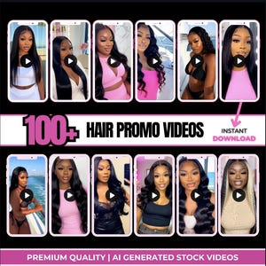 100 Viral Hair Promo Videos for Beauty Brands | MP4 Stock Footage | Canva & Social Media Ready