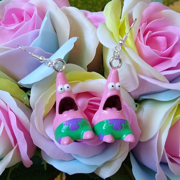 Surprised Pat Earring - Handmade, Funny, Cute, Shocked, Scream, Surprised, Meme