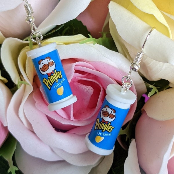 Pringles Earring - Handmade, Miniature, Funny, Snack, Crisps, Chips, Pringle, colourful, different flavours.