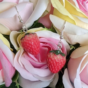 Handmade Strawberry Earrings - Cute, Kawaii, Summer