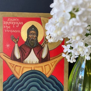 St. Brendan The Voyager Unique HANDMADE Byzantine Icon Irish Saint