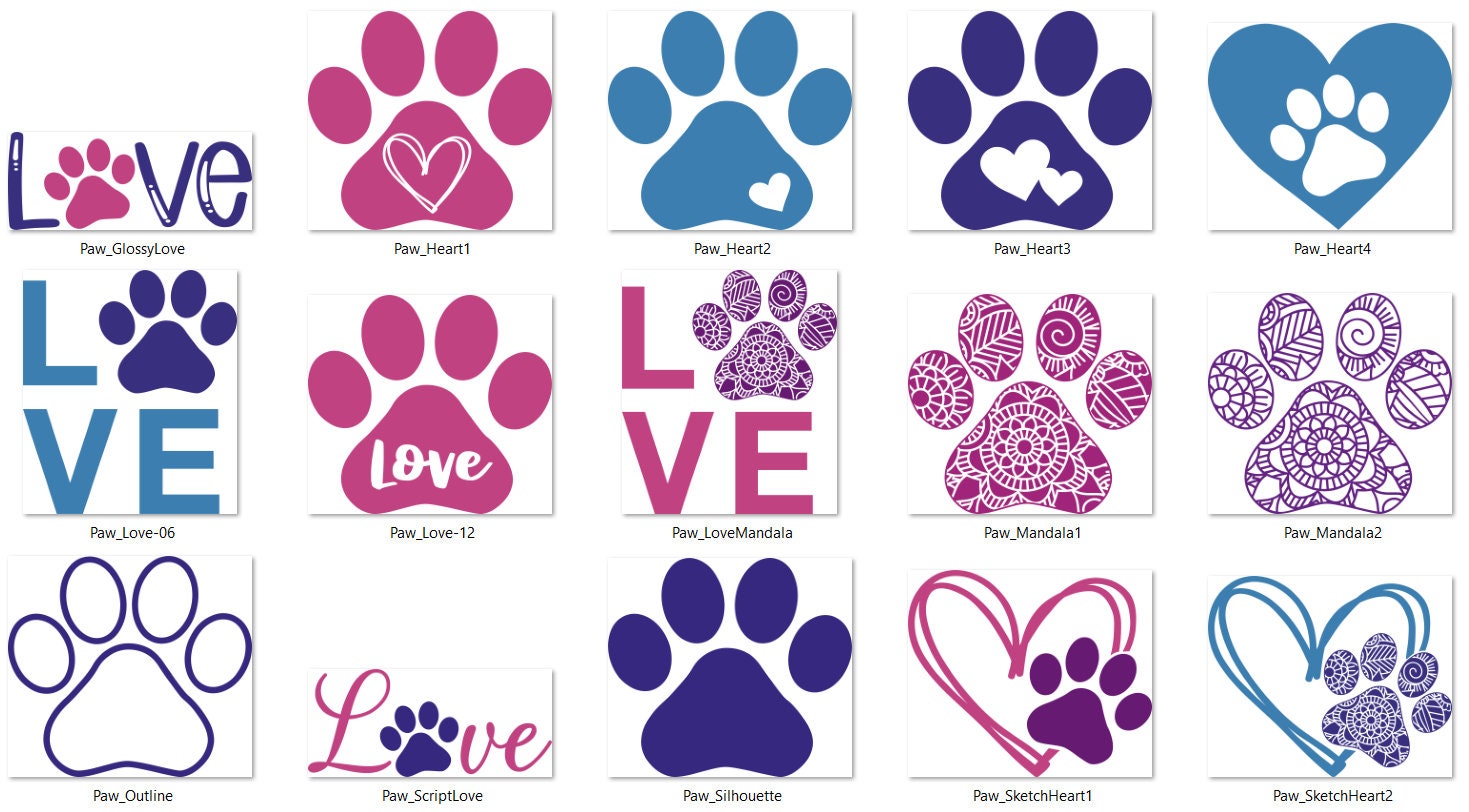 Dog Pet Paw Print Bundle PNG for Sublimation 50+ Designs! - Etsy