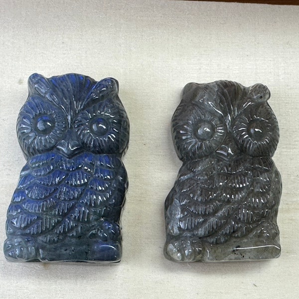 Labradorite owl carving