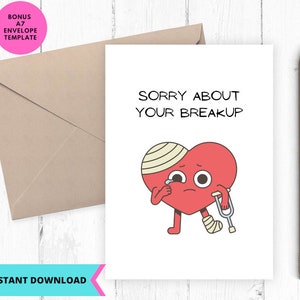 Printable Sympathy Card, Sorry card, Sorry about your breakup Card, instant download, Printable, Digital, pdf